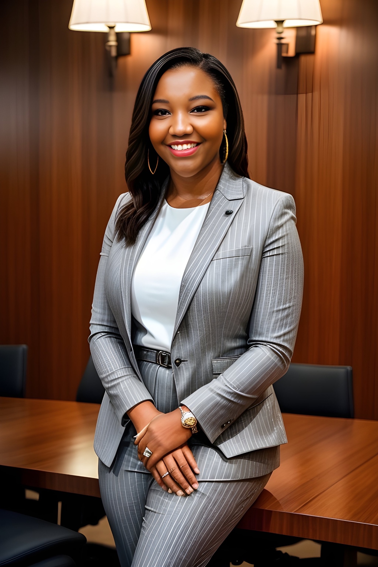Domonique Downing presenting strategy in a corporate boardroom